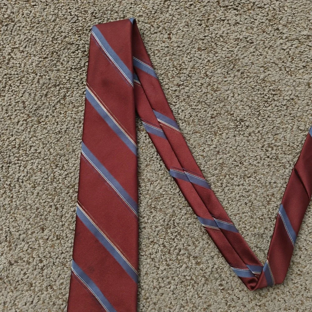 Vintage CHRISTIAN DIOR Men Tie OS Red Striped Classic Professional